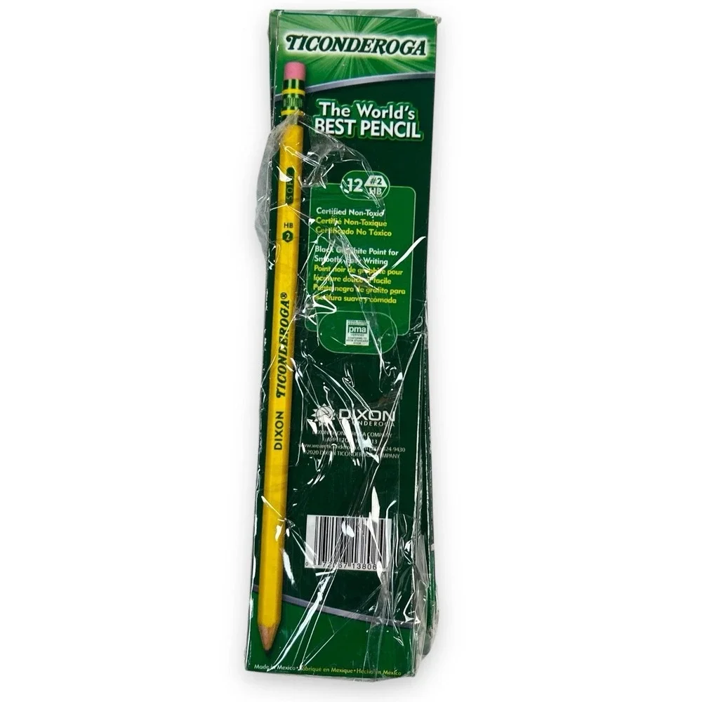 Lot of 5 Dixon Ticonderoga #2 HB Pre Sharpened Wooden Pencils‎ Soft Lead 12/Pack